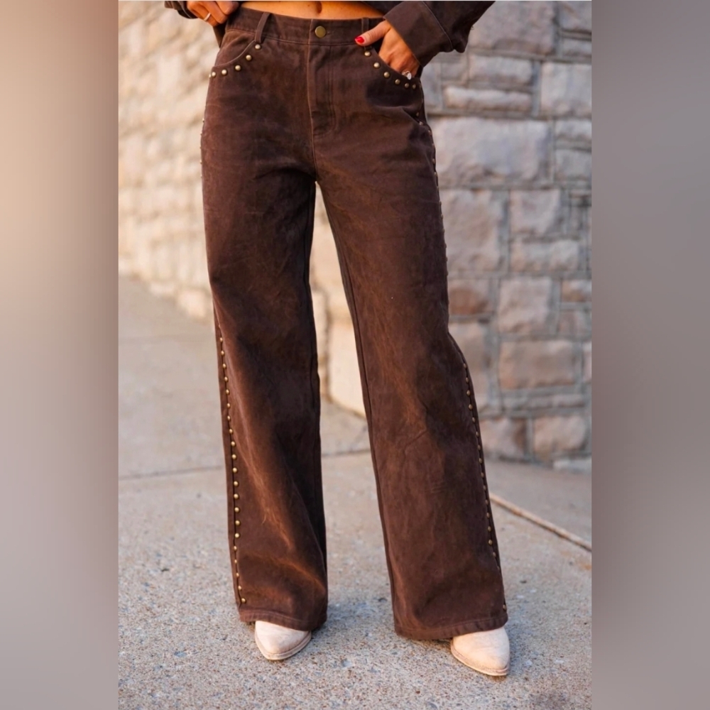 Bailey Rose Studded Suede Pants | Size Small NWT